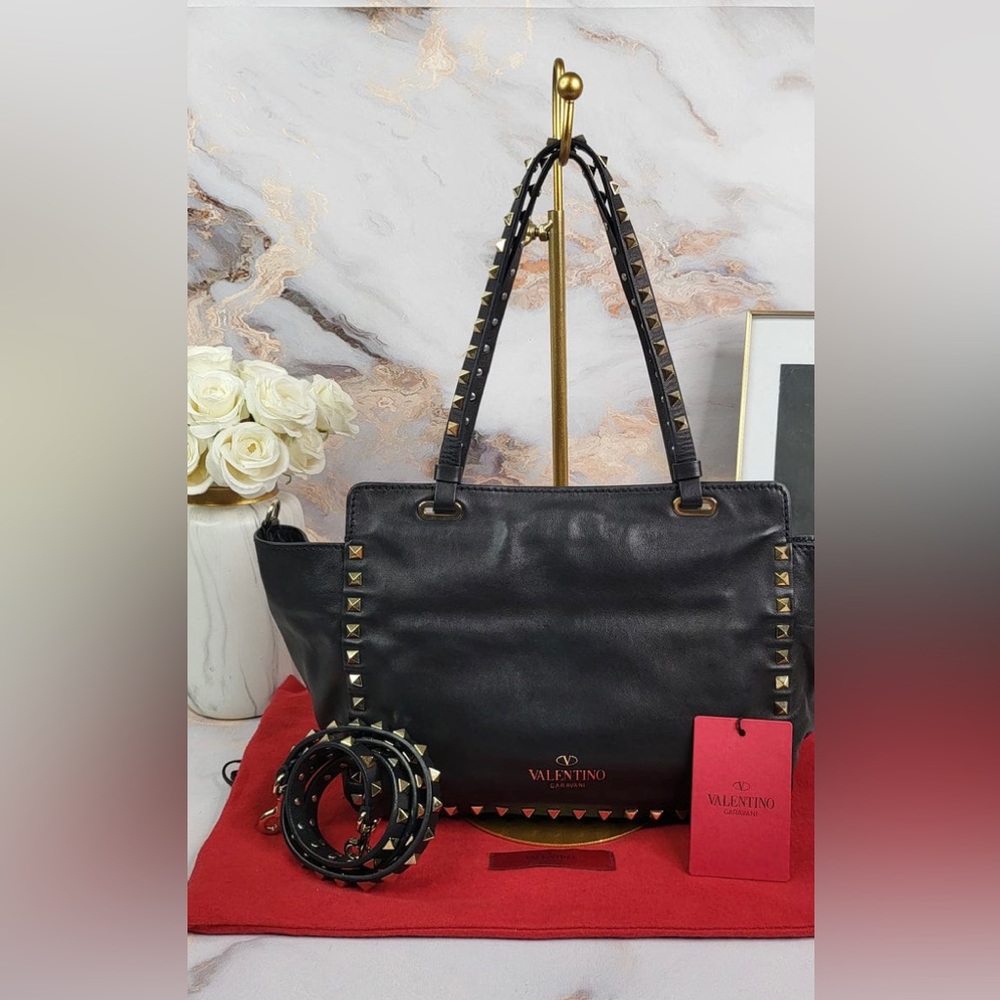 VALENTINO LEATHER ROCKSTUD SATCHEL - Picture 3 of 15